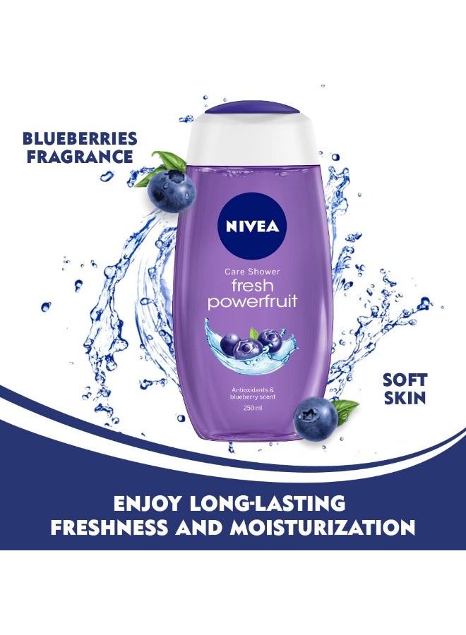 NIVEA Body Wash, Fresh Powerfruit Shower Gel, with Antioxidants & Blueberry Scent, 250 ml - Image 2